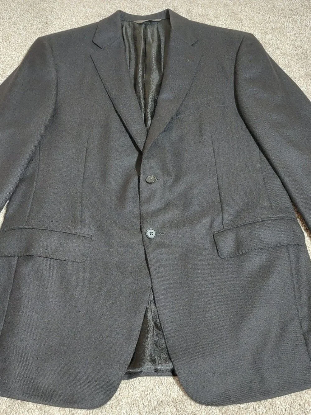 Loro Piana worsted cashmere black sport coat blazer Size 40R See Measurements